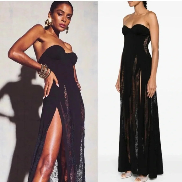 Retrofete Evangeline Dress Black Strapless Maxi Gown Corset Strapless Size S - Picture 4 of 5